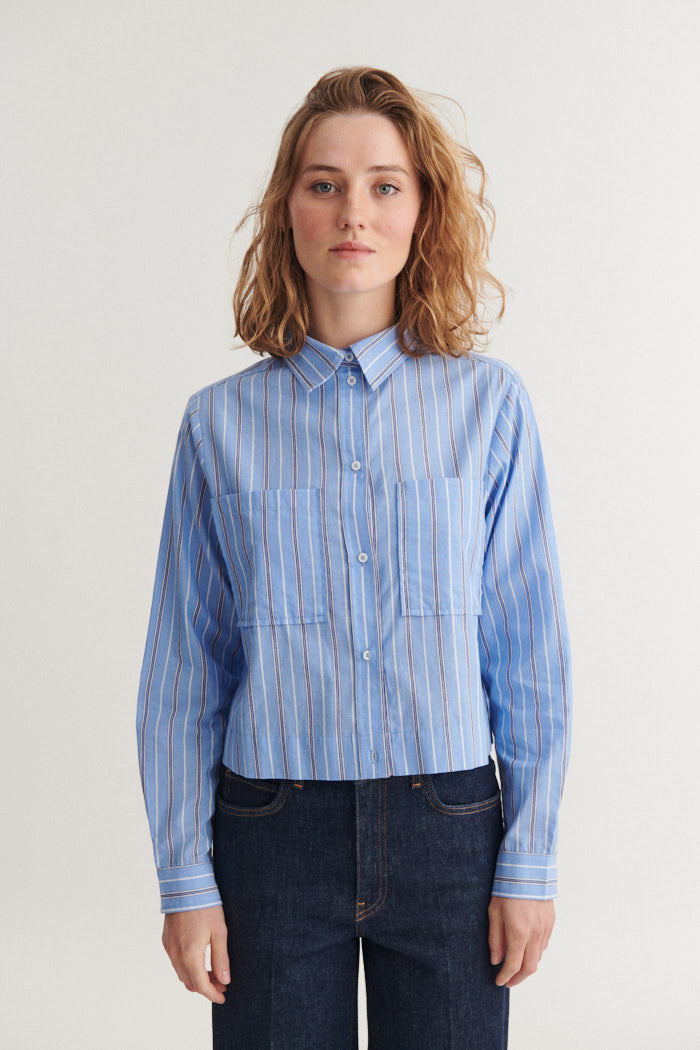 Basic Apparel Siba Cropped Shirt Skjorter 882 Frozen fjord / bright white / sky captain